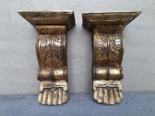 A 20th Century Pair Of Hand -Gilded And Carved Wooden Wall Sconces