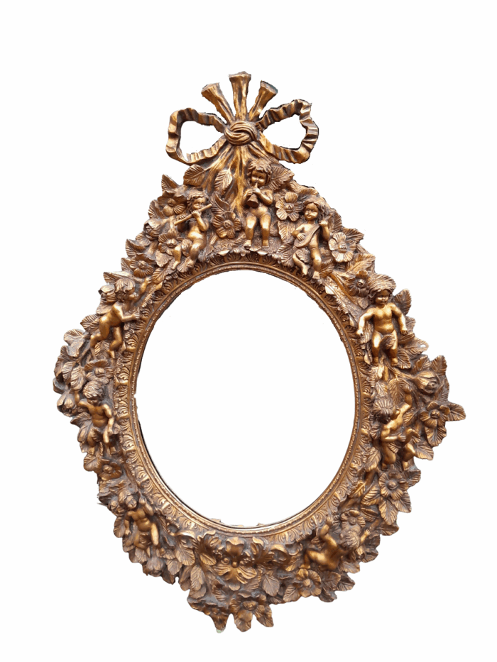 A 20th Century Baroque Style Heavily Carved And Ornate Gilt-Framed Bevelled Glass Mirror