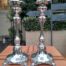 A Pair Of 20th Century Electroplate Candlesticks On Feet  By Van Bergh  Electroplate Candlesticks