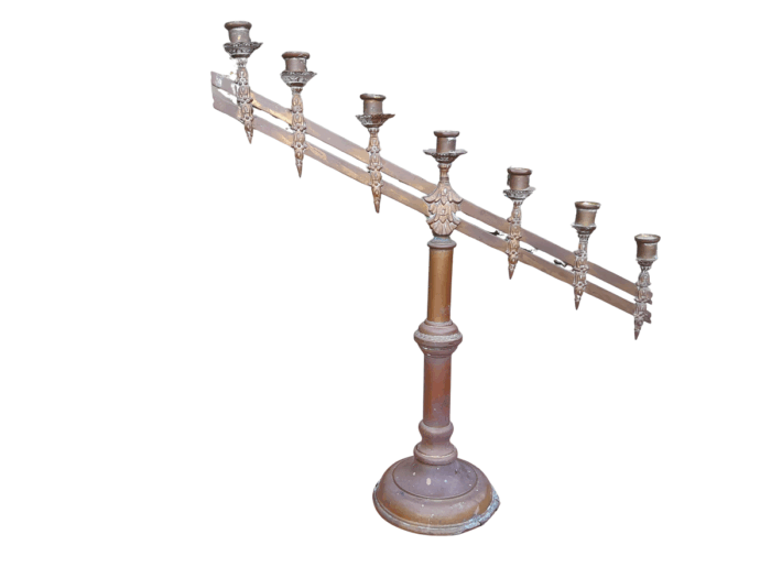 An Antique 20th Century Brass Seven Light Alter Candelabra