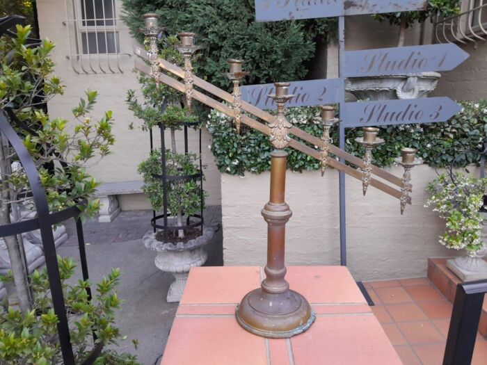 An Antique 20th Century Brass Seven Light Alter Candelabra - Image 2