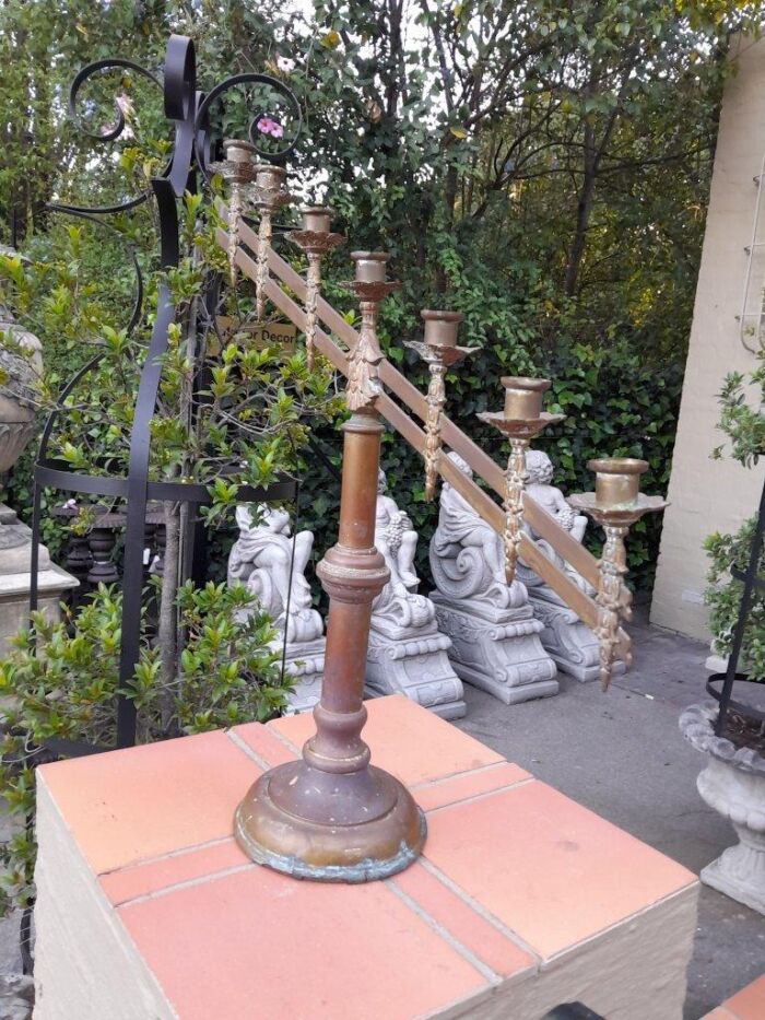 An Antique 20th Century Brass Seven Light Alter Candelabra - Image 3
