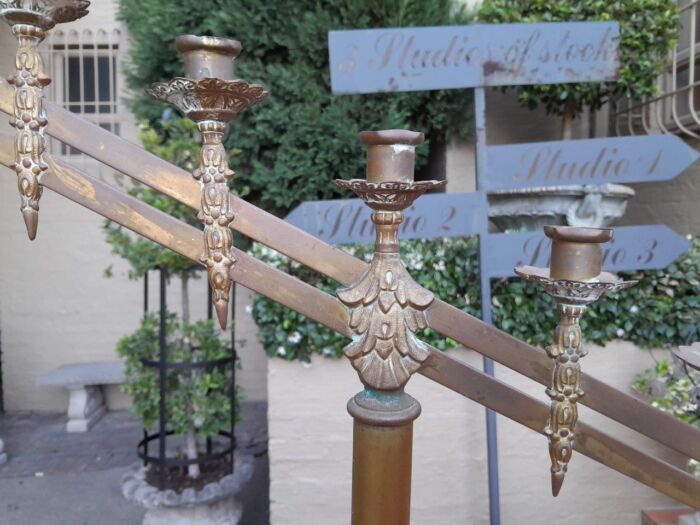 An Antique 20th Century Brass Seven Light Alter Candelabra - Image 4
