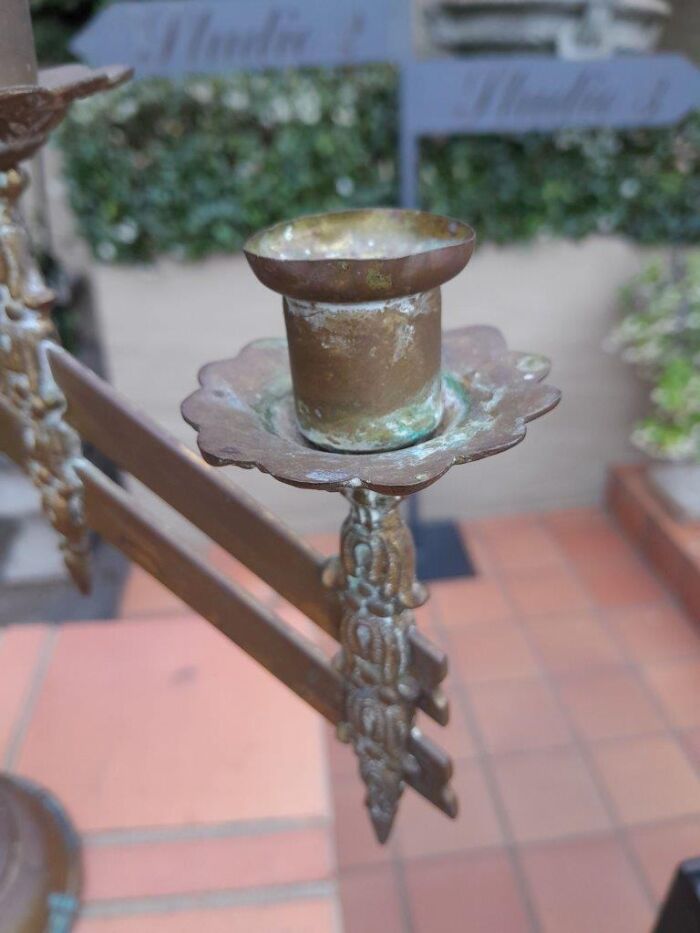 An Antique 20th Century Brass Seven Light Alter Candelabra - Image 6