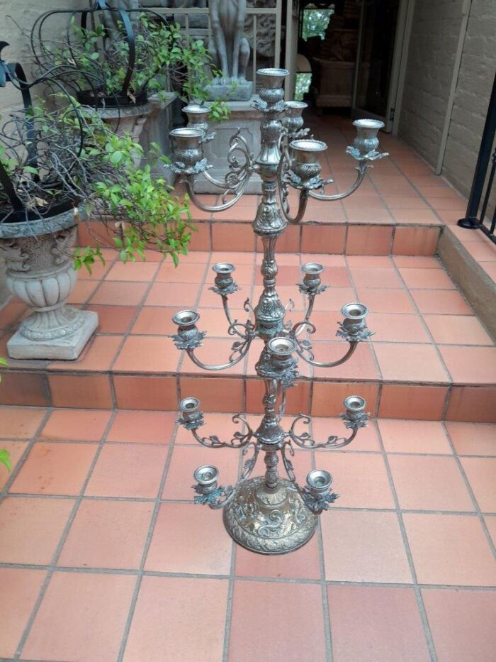 A 20th Century Silver Plated Tall Three Tier Candelabra - Image 2