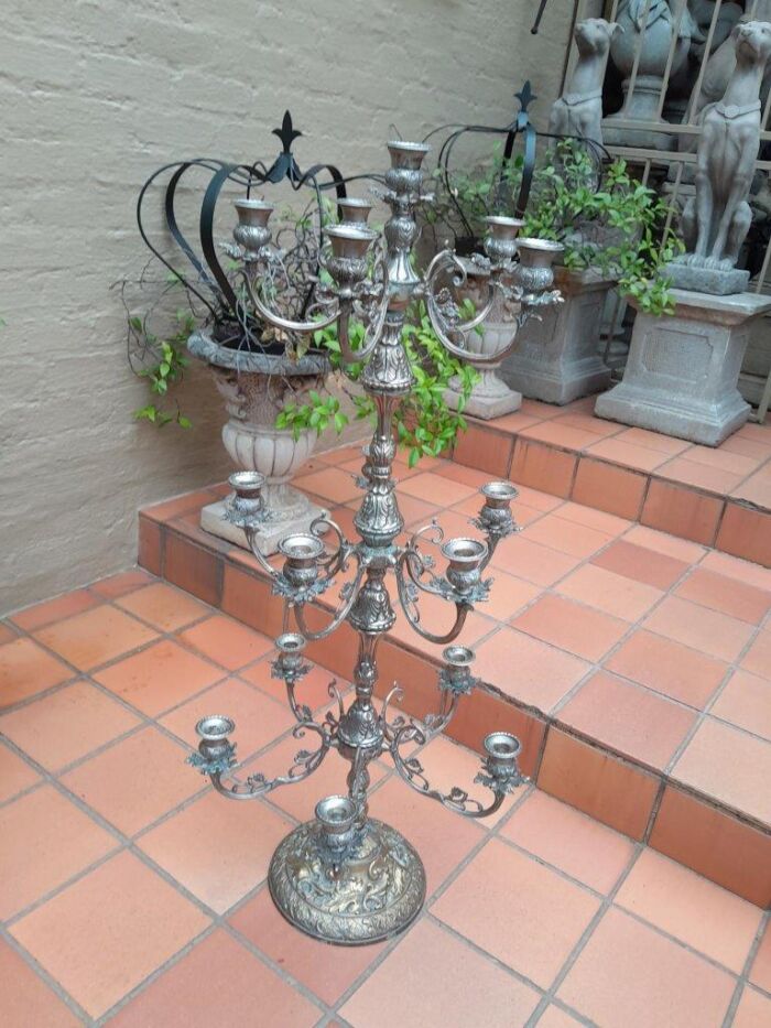 A 20th Century Silver Plated Tall Three Tier Candelabra - Image 3