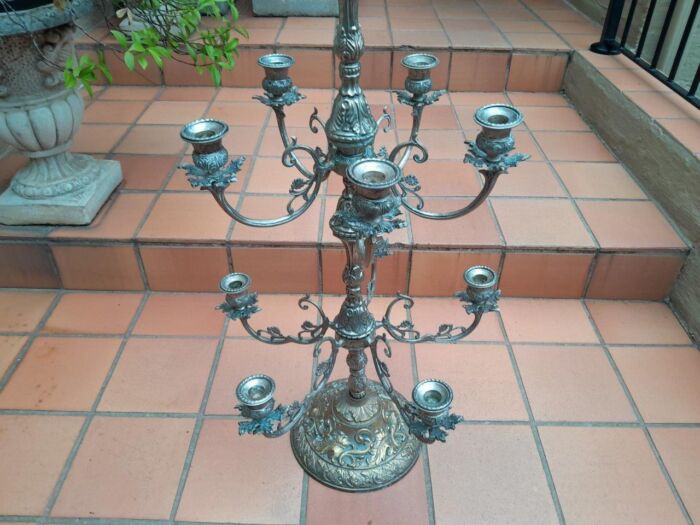 A 20th Century Silver Plated Tall Three Tier Candelabra - Image 4
