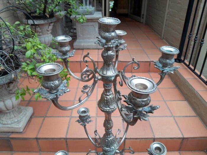 A 20th Century Silver Plated Tall Three Tier Candelabra - Image 5