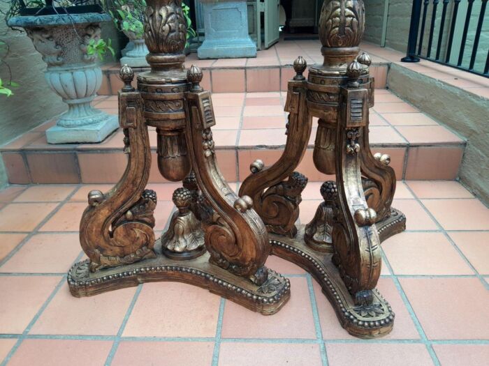 A 20th Century Pair Of French Style Giltwood Floor Or Table Candle Holders / Sticks / Plinths - Image 4