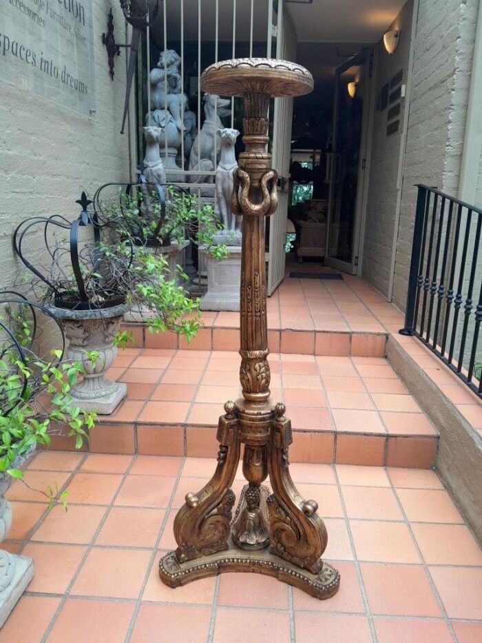 A 20th Century Pair Of French Style Giltwood Floor Or Table Candle Holders / Sticks / Plinths - Image 6