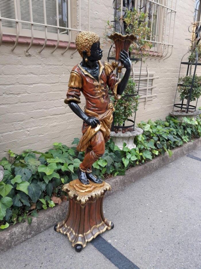 A 20th Century Highly Decorative Giltwood Blackamoor On Base Holding Bowl - Image 2