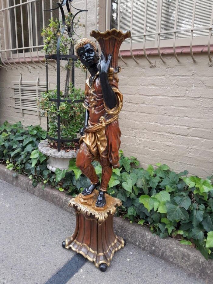 A 20th Century Highly Decorative Giltwood Blackamoor On Base Holding Bowl - Image 3