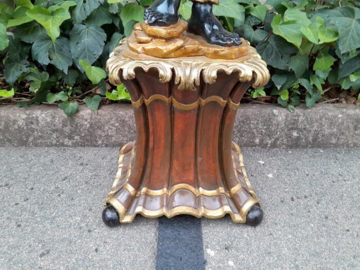 A 20th Century Highly Decorative Giltwood Blackamoor On Base Holding Bowl - Image 5