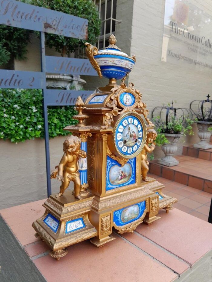 A 19th Century French Sevres And Gilt Metal Clock With Eight Day Key Wound Bell - Image 2