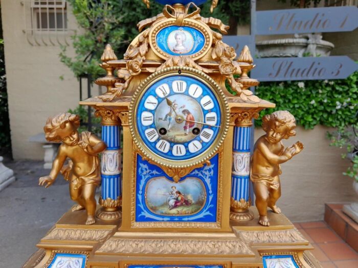 A 19th Century French Sevres And Gilt Metal Clock With Eight Day Key Wound Bell - Image 3
