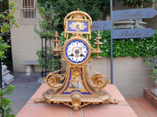 A 19th Century Circa 1890 French Sevres And Ormolu Clocks With Key And Bell
