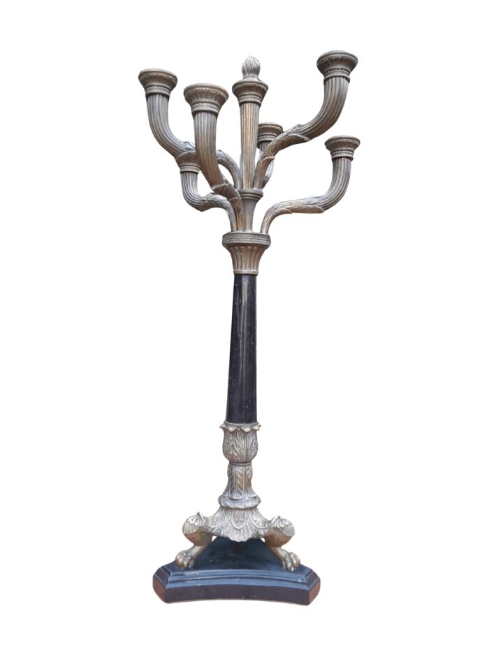 A 19th Century French Bronze And Granite Candelabra
