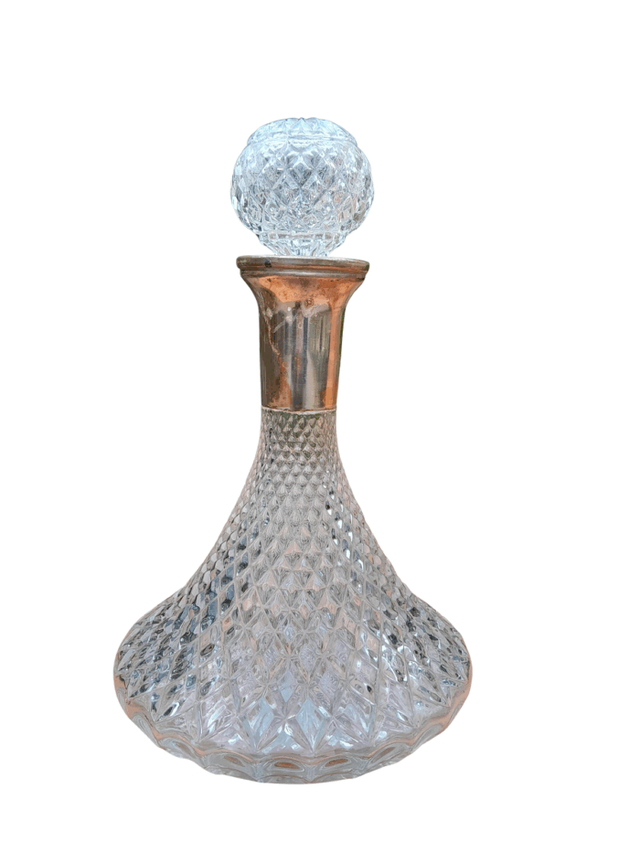 A Hand Blown Crystal Decanter With Stopper