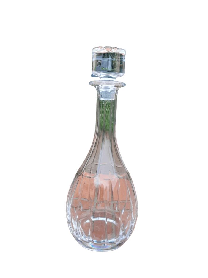 A Hand Blown Crystal Decanter With Stopper