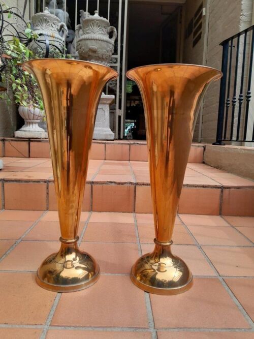 A Pair of Brass Decorative Urns / Vases