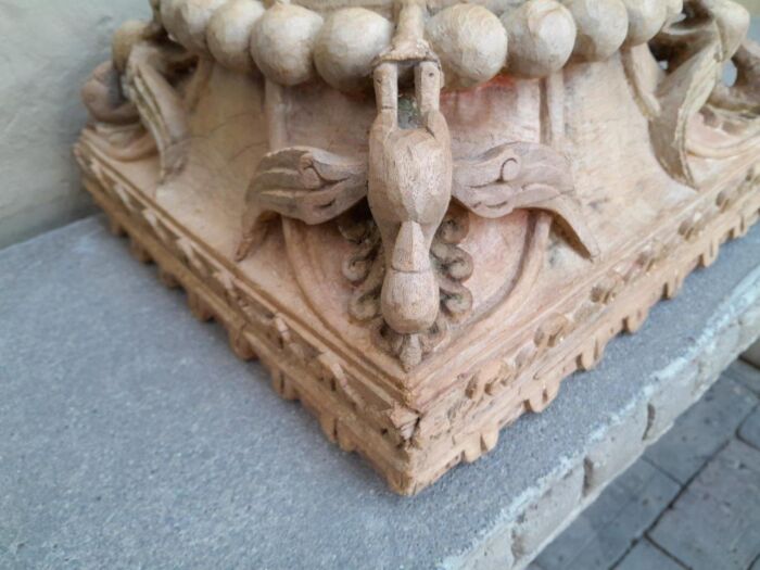 An Antique 19TH Century Pair Of Carved Wooden Teak Capitals - Image 9