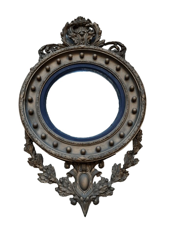 A 19th Century Circa 1820 Original Convex Giltwood Mirror