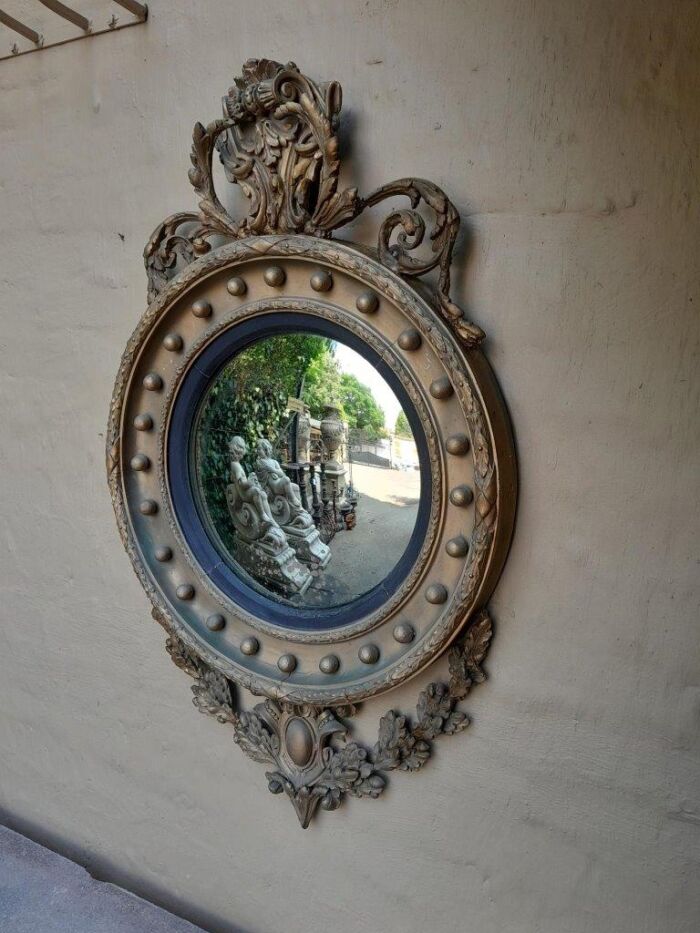 A 19th Century Circa 1820 Original Convex Giltwood Mirror - Image 2