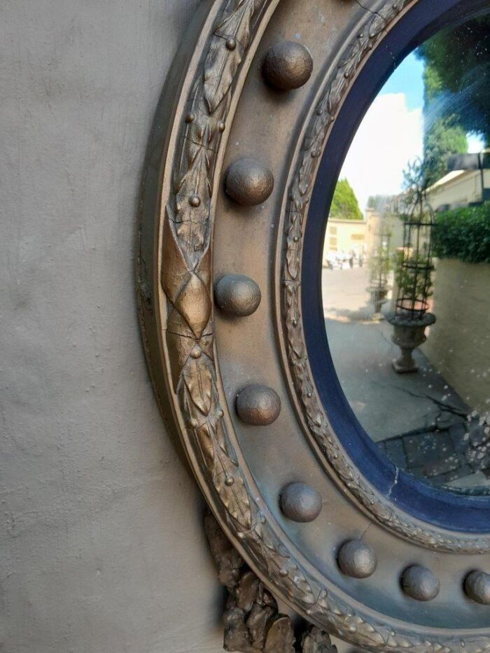 A 19th Century Circa 1820 Original Convex Giltwood Mirror - Image 6