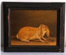 A 20th Century Potolithograph Of Rabbit Framed In a Handmade Frame