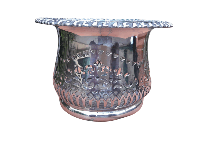 A20th Century Silver- Plate Wine Coaster on A Wooden Base