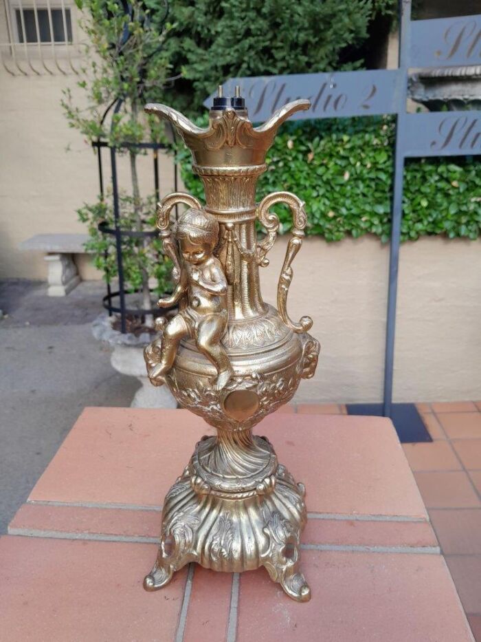 A 20th Century Heavy and Ornate Gold Lamp - Image 2