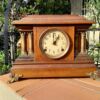 An Early 20th Century Edwardian Walnut Clock by Sessions Clock Company US with Eight Day Movement and Gong