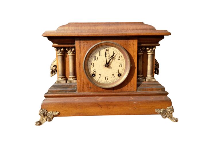 An Early 20th Century Edwardian Walnut Clock by Sessions Clock Company US with Eight Day Movement and Gong