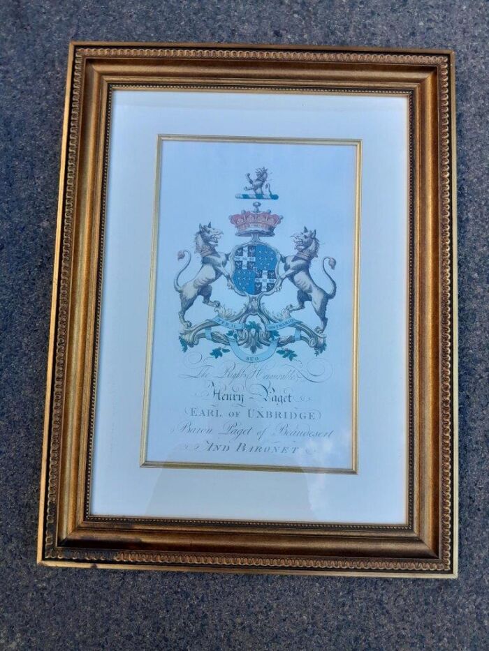 A Set of 4 Heraldry of Earl of Castlehaven & Baronet Maynard of Wicklow Prints in Gilt Frames - Image 6