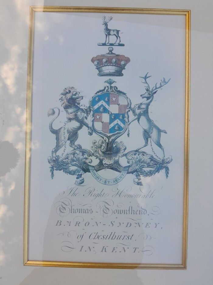 A Set of 4 Heraldry of Earl of Castlehaven & Baronet Maynard of Wicklow Prints in Gilt Frames - Image 8