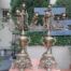 A 20TH Century Pair of Ornate French Style  Brass Candelabras