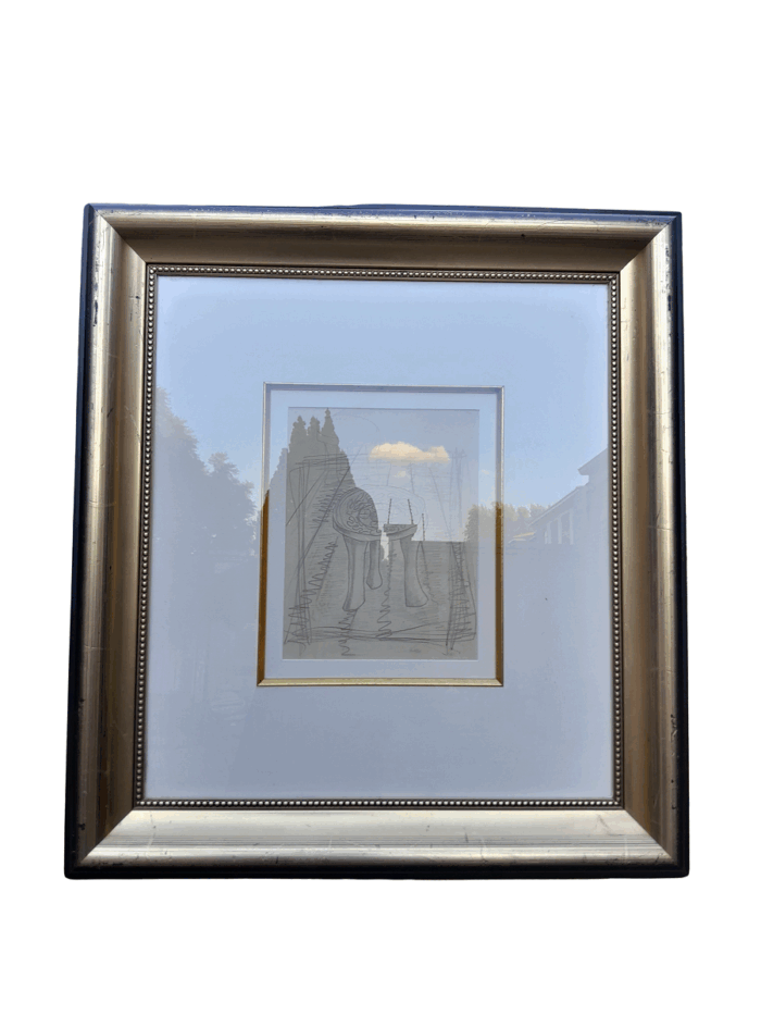 A 20th Century Alexis Preller Gild Framed Pencil on Paper Artists Stool 