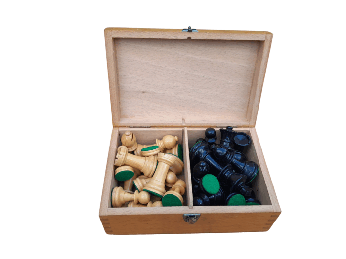 A 20th Century Wooden Chess Set Comprising Thirty Two (32) Pieces in a Wooden Box