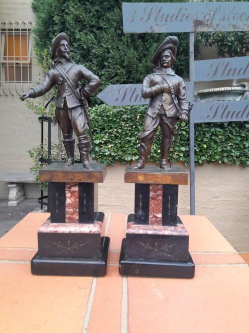 A 20th Century Pair Of Soldiers on Marble Bases ND