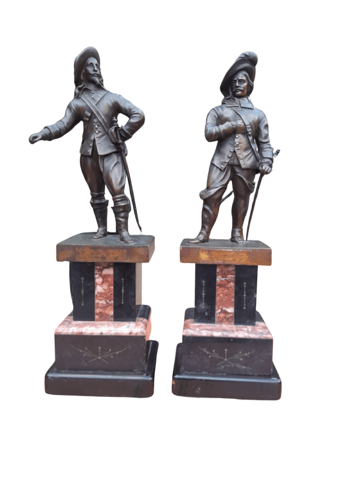 A 20th Century Pair Of Soldiers on Marble Bases ND