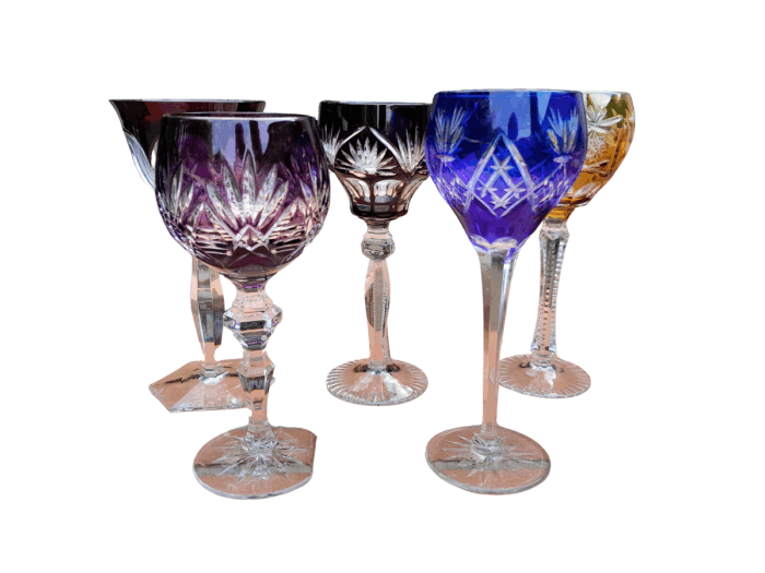 A Set of Five Crystal Harlequin Glasses