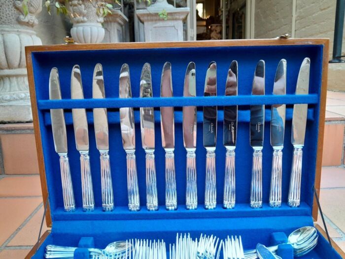 A Christofle Twelve Place Cutlery Setting Comprising of One Hundred and Thirty Eight (138) Pieces of Aria Design In Two Custom Made Canteens - Image 5