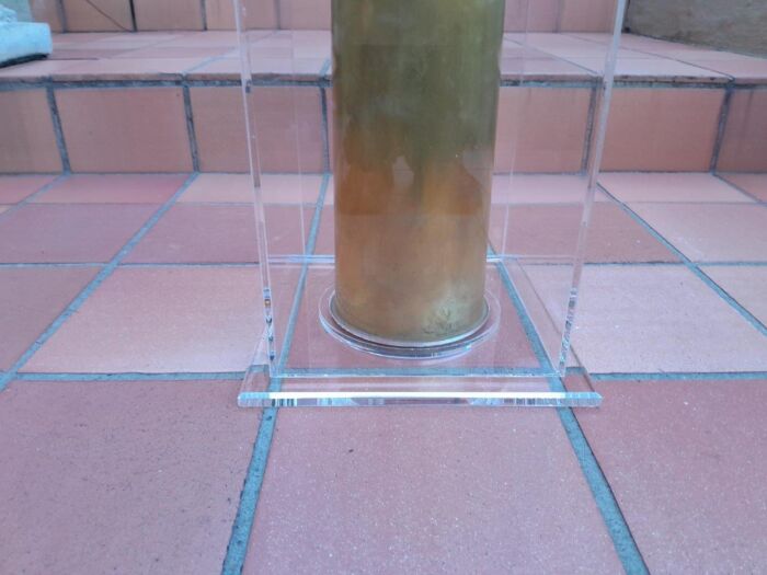 A Mid-20th Century Circa 1945 Set of Seven WW2 Brass Cannon Shells In Perspex Boxes - Image 10