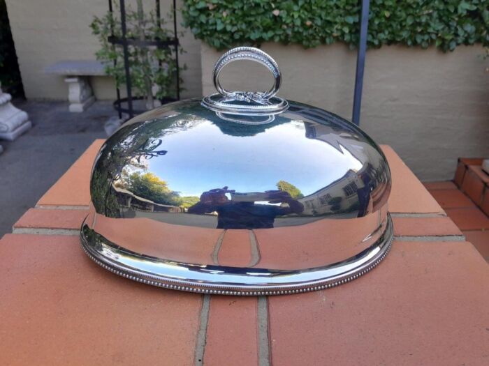 An Electroplate Food Dome Dimensions: 31cm wide R3800