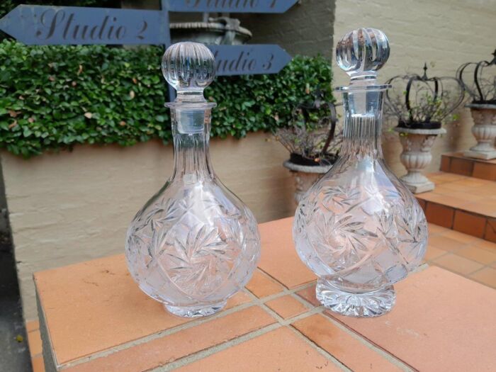 A Set of  Three Neman Cut Crystal Decanters - Image 6