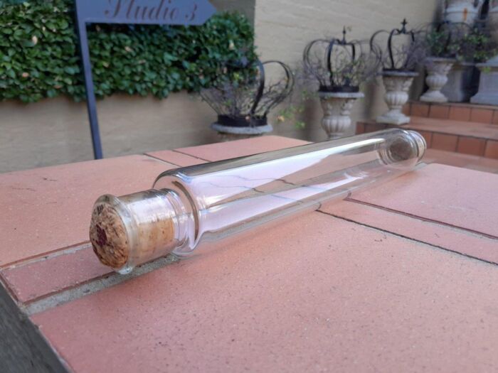 An Antique Hand-Blown Glass Rolling Pin with Original Cork Caps To Place Iced Water inside Possibly - Image 2