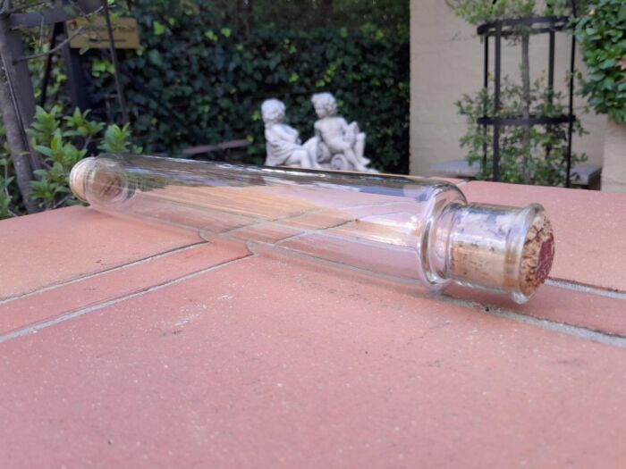 An Antique Hand-Blown Glass Rolling Pin with Original Cork Caps To Place Iced Water inside Possibly - Image 3