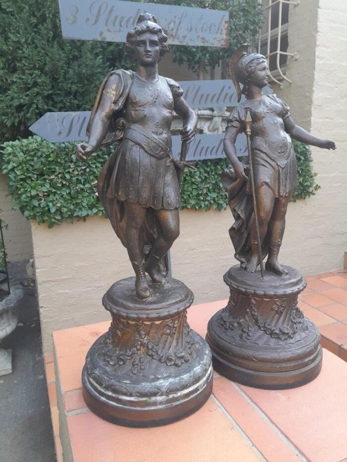 A Pair of 19th Century Patinated Spelter Roman Figures - Image 5