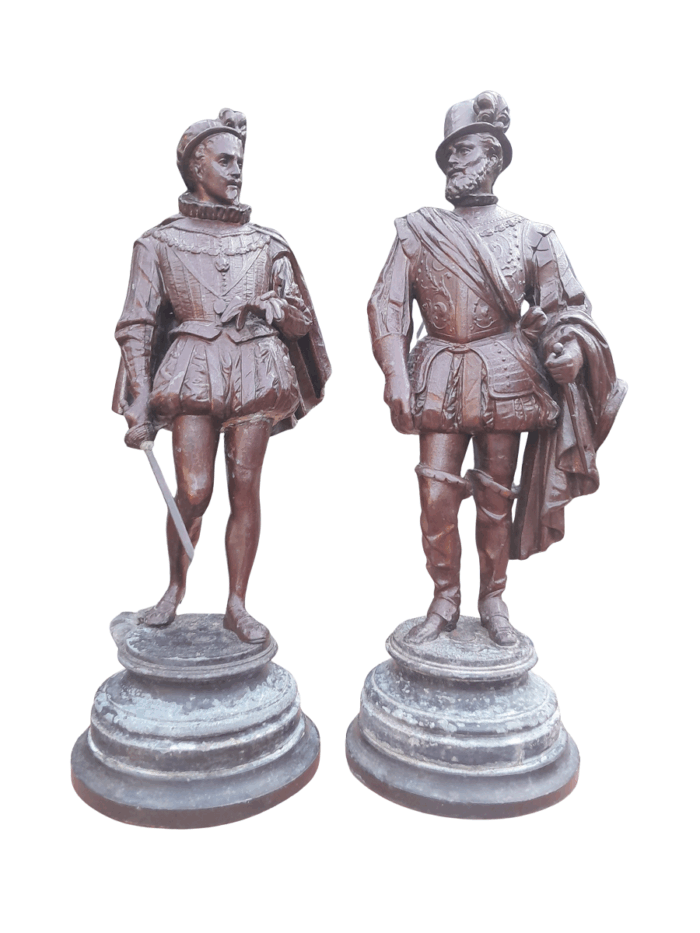 An Early 20th Century French Pair of Patinated Spelter Figurines On Bases ND