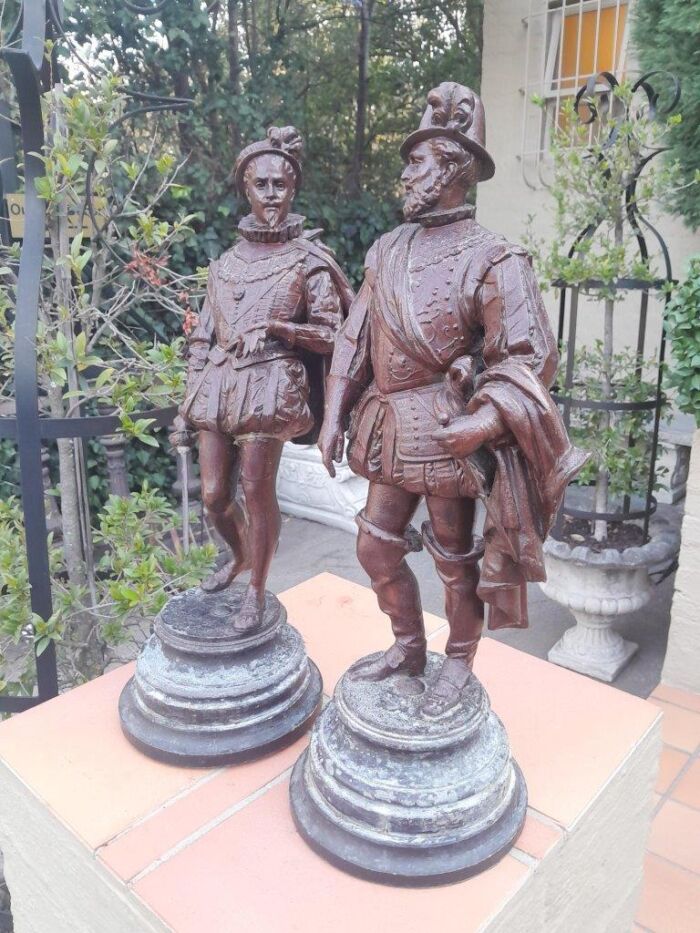An Early 20th Century French Pair of Patinated Spelter Figurines On Bases ND - Image 5